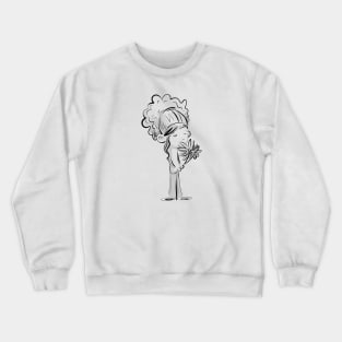 Curly Haired Girl Smelling Daisies Crewneck Sweatshirt